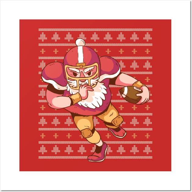 Football Santa Ugly Sweater Wall Art by rjzinger